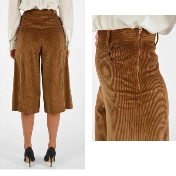 NWOT See by CHLOÉ Tan Corduroy GAUCHO Cropped Palazzo Pants 36 - Picture 5 of 11